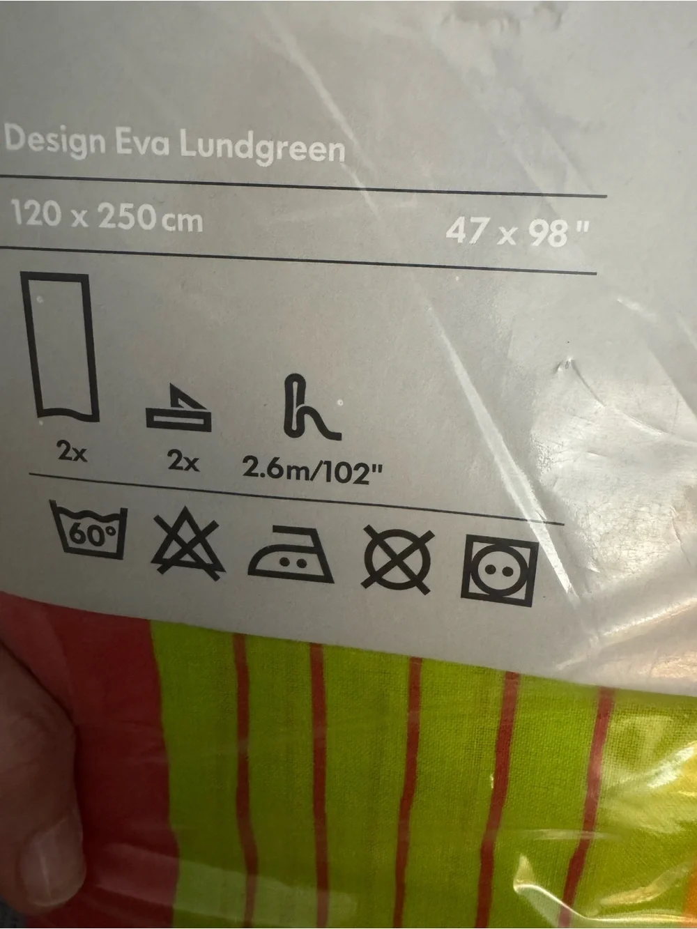 New in Package Vintage IKEA Barnslig 2 Curtains 47”x98” Green Red Kids Room